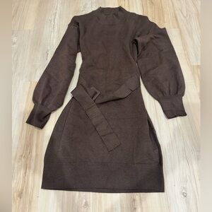 Elegant Brown Knit Dress